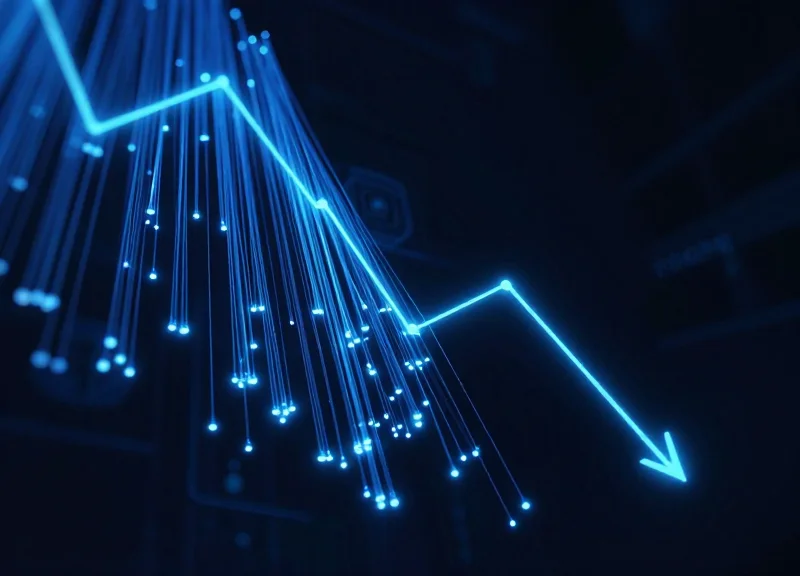Abstract data visualization showing a downward trend representing inventory loss reduction.
