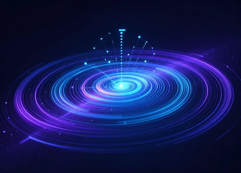Abstract visualization of sensor waves and detection range sensitivity.