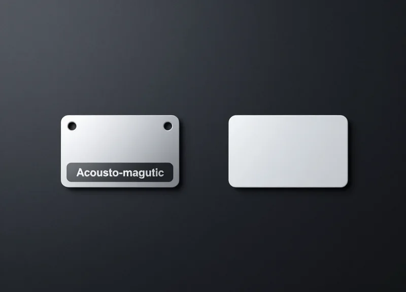 A comparison layout showing the physical differences between AM and RF security labels.