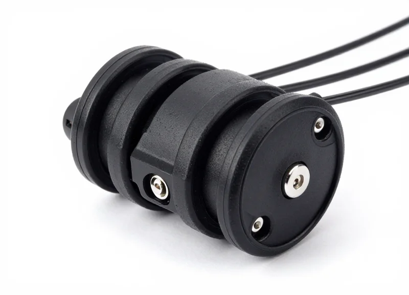A professional 2-alarm spider wrap security device with black cables on a pure white background.