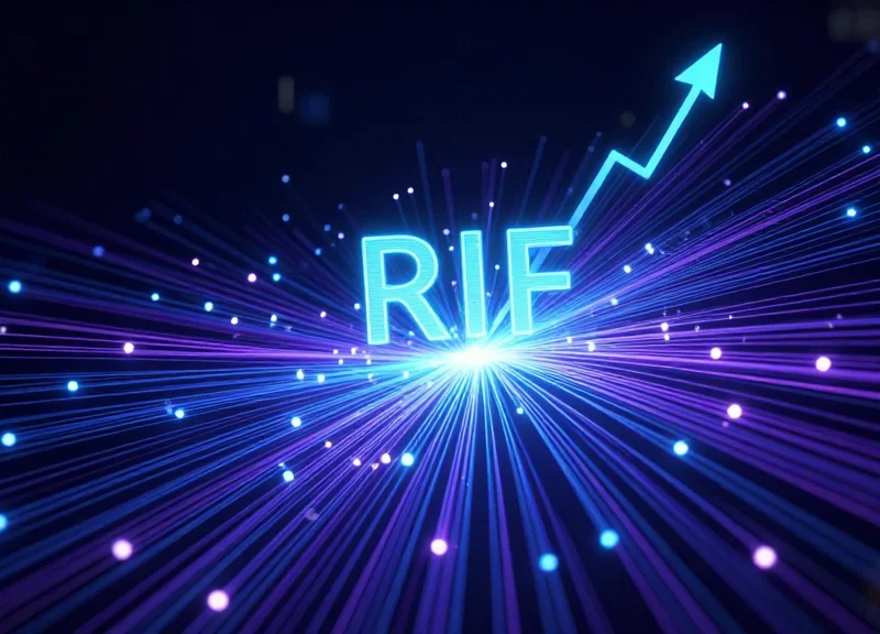 An abstract representation of RFID signals and data flow around a warehouse package.