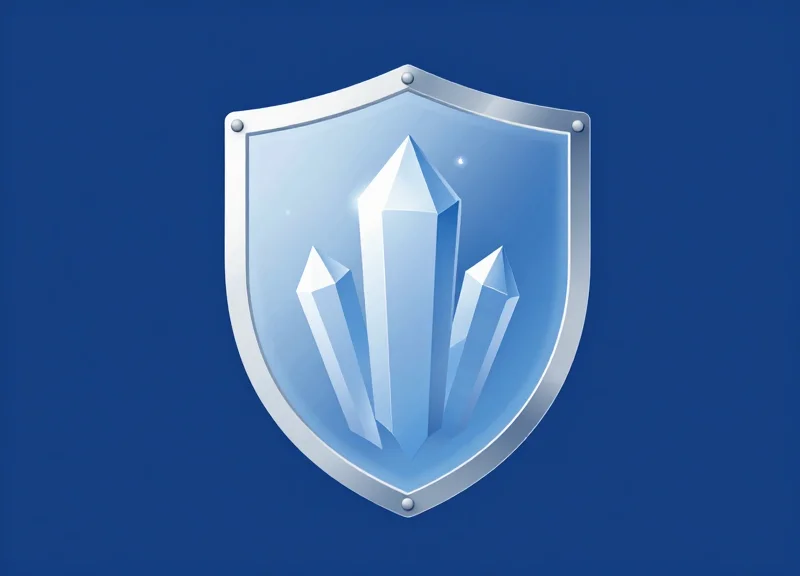 Abstract flat vector illustration showing a protective shield enveloping a fragile crystal-like object.