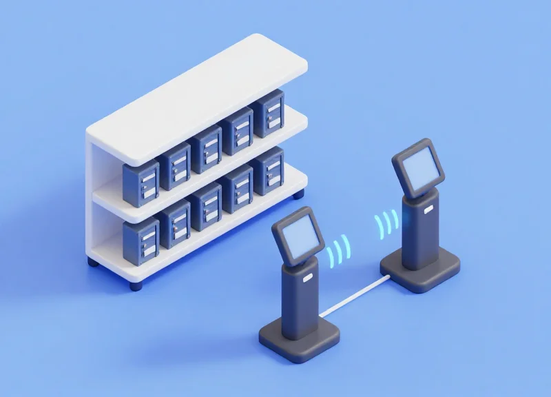 3D model showing alignment of safers with retail security gates