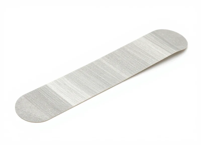 Close-up of a specialized electromagnetic EM security strip for retail loss prevention.