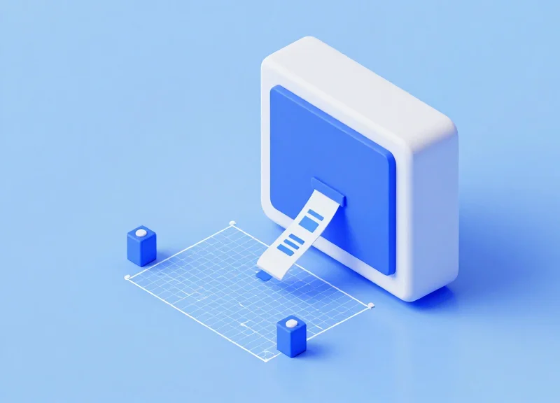 Isometric 3D illustration of a modular EAS security system with digital signal fields