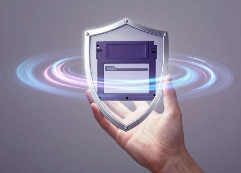 Surrealism art showing a protective shield around a game cartridge from magnetic waves