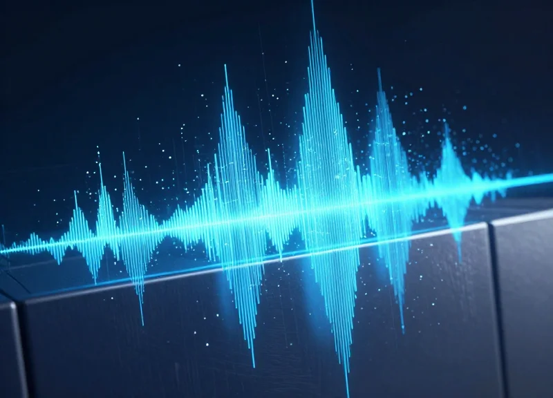 Abstract digital visualization of radio frequency waves being blocked by a metallic surface.