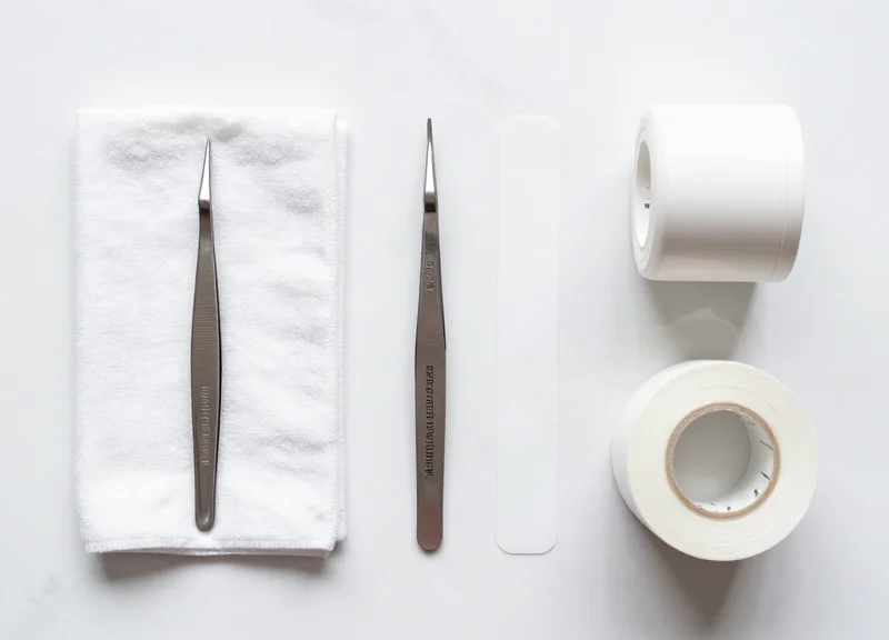 Essential tools for precision labeling including tweezers and soft labels