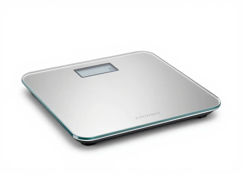 A sleek modern smart digital scale on a pure white background