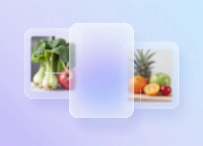Abstract interface showing computer vision recognizing fruit items on a scale