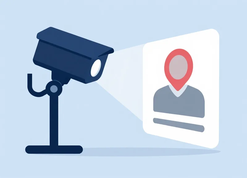 Flat vector illustration of a spotlight detecting an item mismatch at a checkout.
