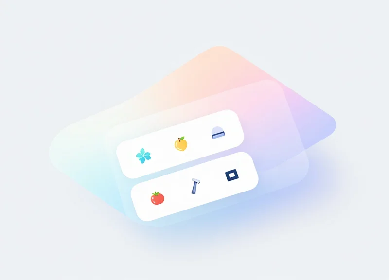 Modern abstract interface representing an AI-powered self-checkout screen with scanning icons