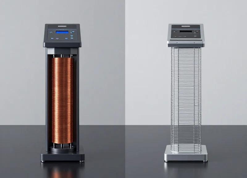 Side-by-side comparison of two high-tech security antennas with different internal coil structures.