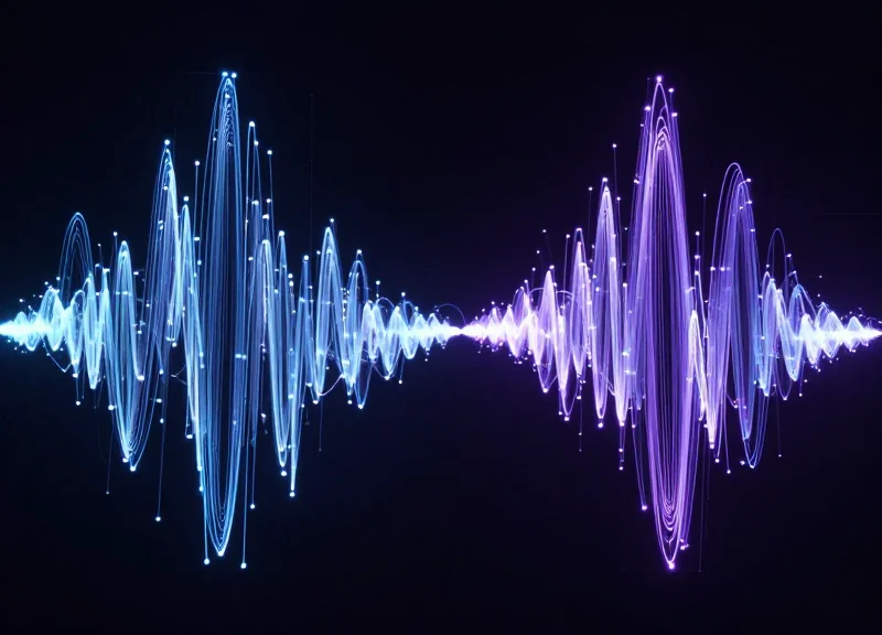 Abstract visualization of two oscillating sine waves syncing in harmony