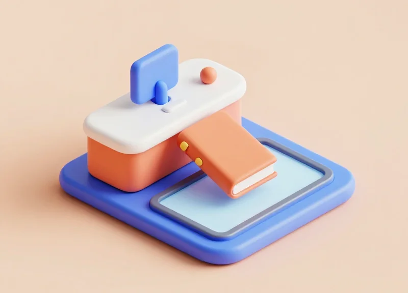 Isometric 3D model of a library checkout deactivation process