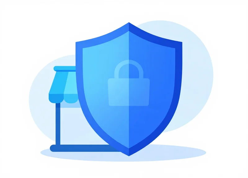 A conceptual vector illustration showing a shield protecting retail assets and profits.