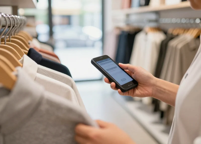 A retail employee using a digital handheld scanner for efficient inventory management.
