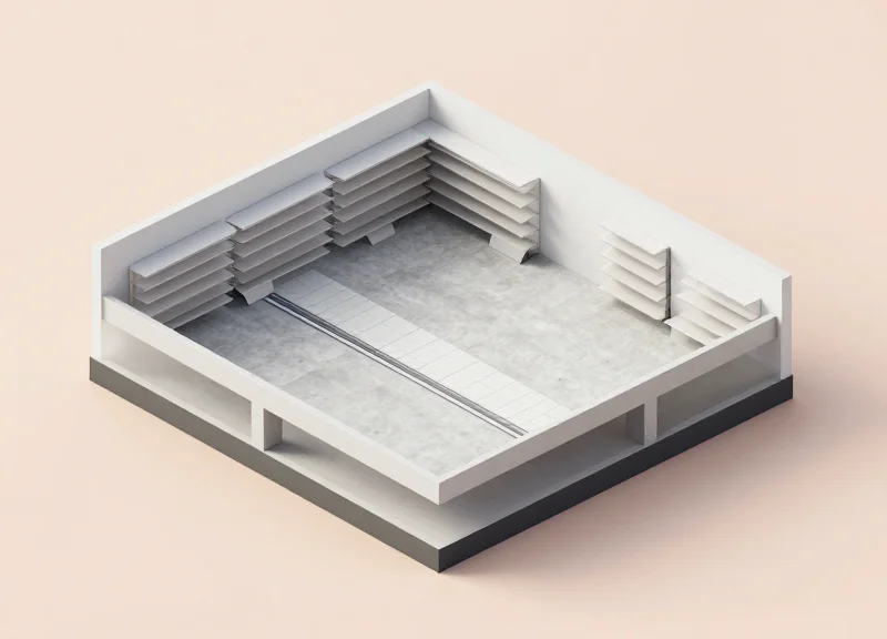 Architectural model of floor installation for EAS systems