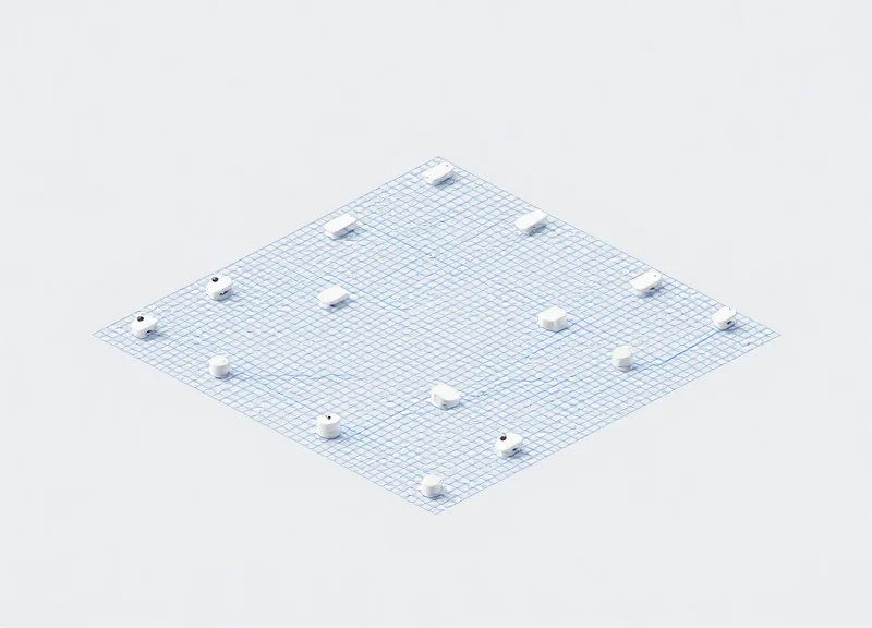 Ceiling-down view of a store layout showing the grid-based installation of overhead sensors for zero blind spot coverage.