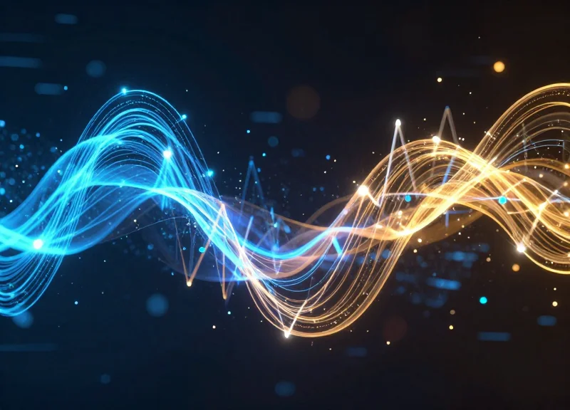 Abstract visualization of radio frequency and acoustic magnetic waves for security technology.