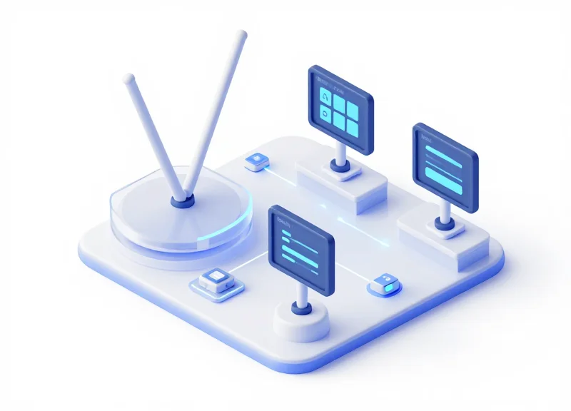 Isometric view of an integrated retail ecosystem with RFID and transparent tech