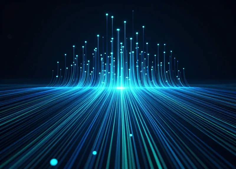 Abstract digital data streams representing the evolution of supermarket security systems in 2026.
