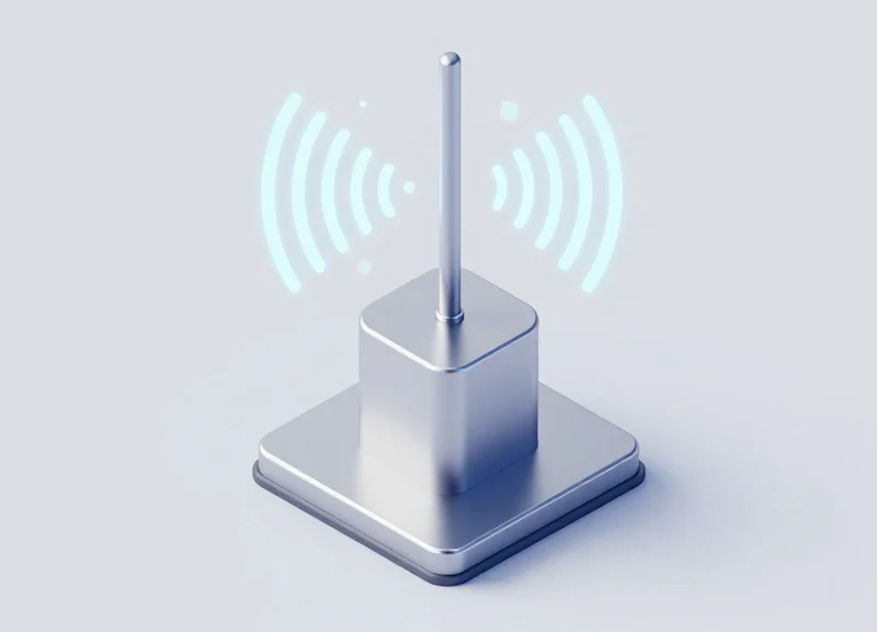 Isometric 3D model of a retail security antenna with stable signal fields.