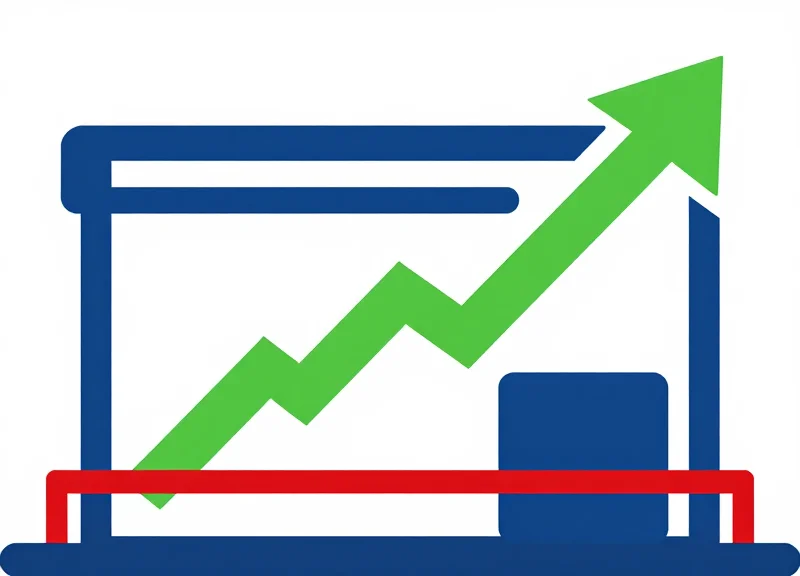 Abstract flat vector illustration showing a rising graph and a retail store silhouette, symbolizing profit recovery.