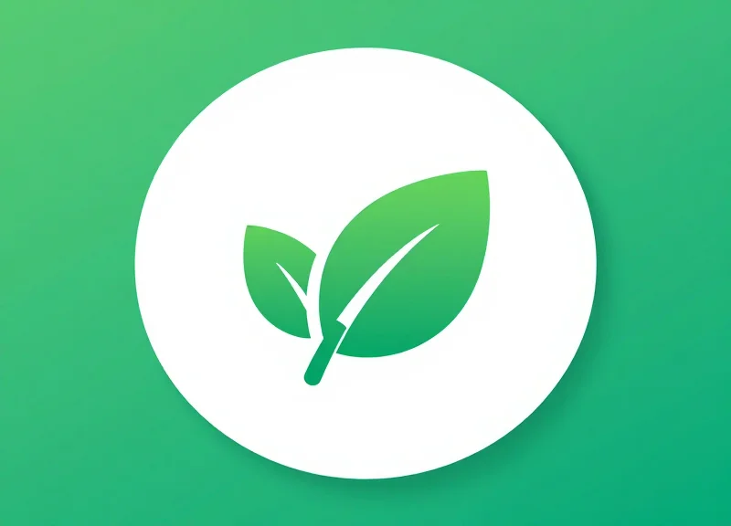 Minimalist vector illustration of a security tag integrated with a green leaf symbol representing sustainability