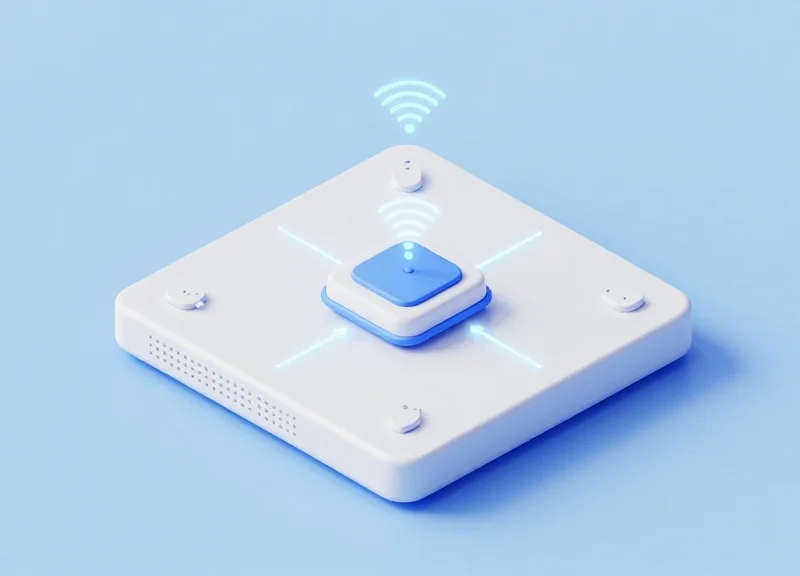 3D isometric model showing the architecture of a hybrid RFID-EAS security system connecting a tag to a cloud network.