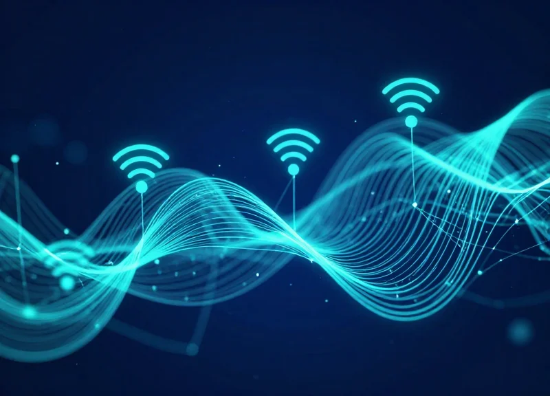 Abstract digital visualization of RFID signals and dual technology