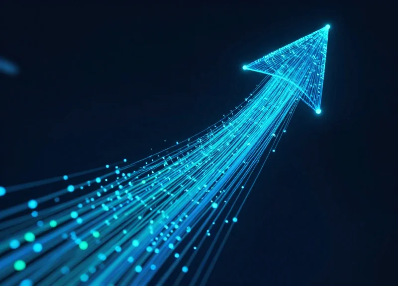 Abstract visualization of rising profit lines and glowing data streams representing loss reduction