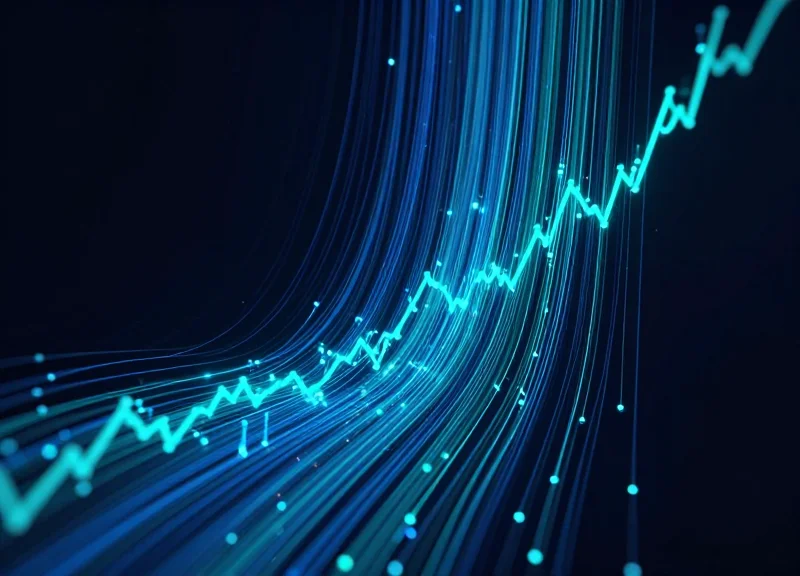 Abstract digital visualization of declining loss metrics and data streams.