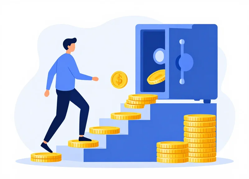 Conceptual illustration showing financial growth and savings through a symbolic climbing path.