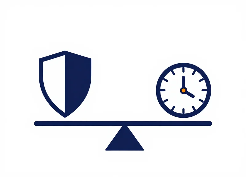 Flat vector illustration of a scale balancing security and speed