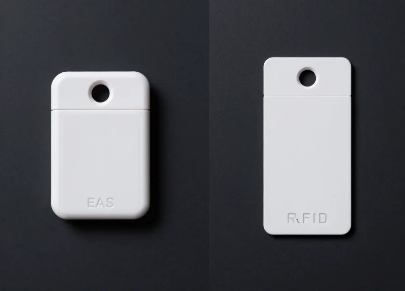 Side-by-side comparison of an EAS optical tag and an RFID optical tag.