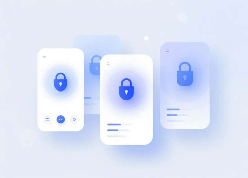 Modern abstract user interface showing security monitoring metrics with glassmorphism effects.