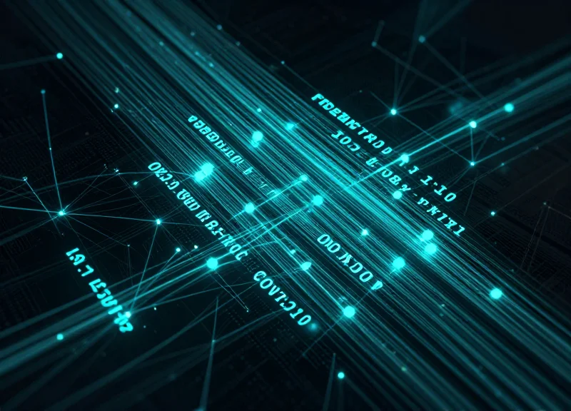 Digital data stream representing unique RFID serial numbers flowing through a secure network