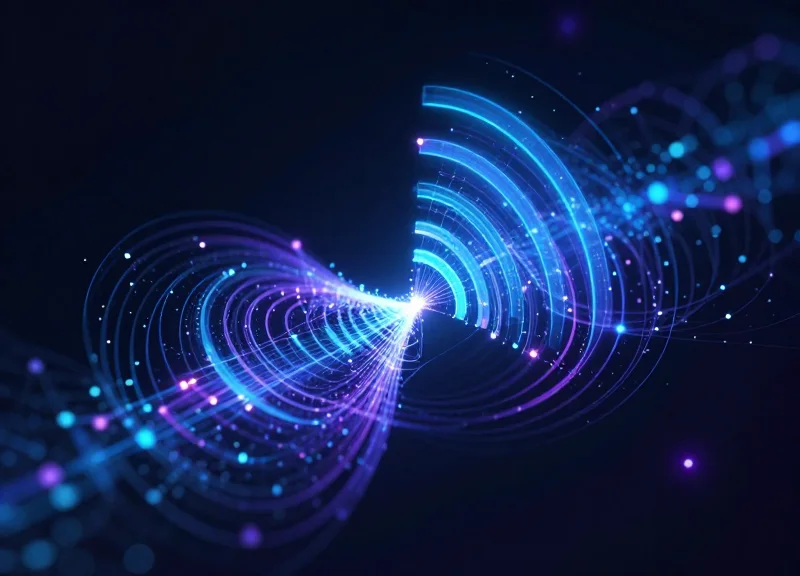 Abstract visualization of Bluetooth and NFC wireless signals for security systems.