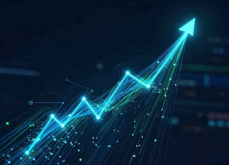 Abstract digital visualization of high-speed data streams representing efficient retail throughput.