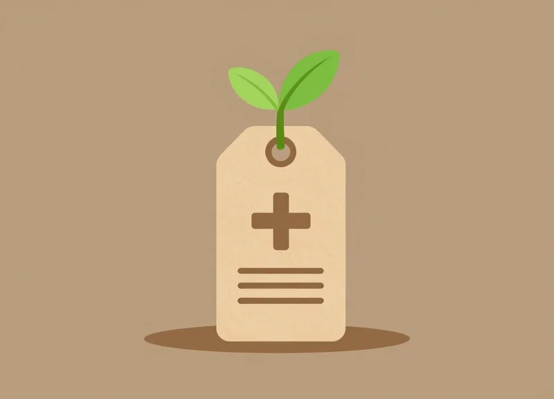 Flat vector illustration of an eco-friendly security tag made from sustainable materials.