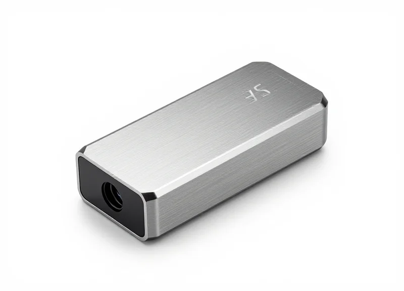 Professional studio shot of a sleek metallic smart EAS detacher on a white background.
