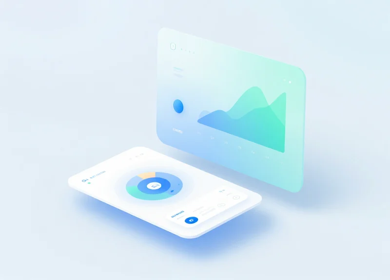 Modern software interface concept showing retail analytics and store performance data.