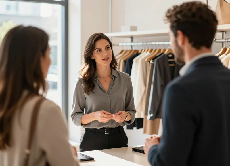 Retail staff members working efficiently in a well-managed store environment.