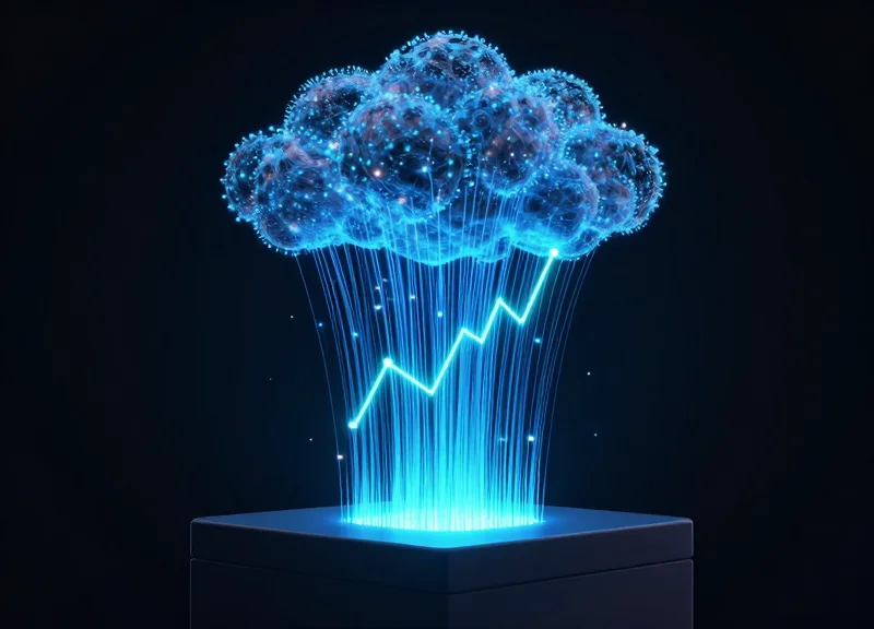 Abstract digital transformation from hardware sensors to cloud-based data streams.
