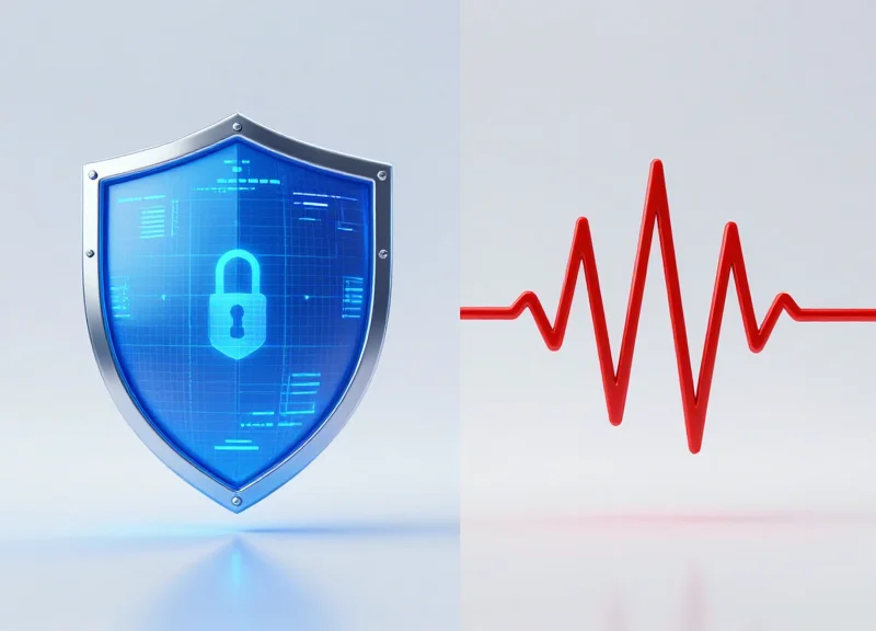 Split screen comparison showing a glowing digital shield on the left and a red warning pulse on the right, symbolizing proactive vs reactive maintenance.