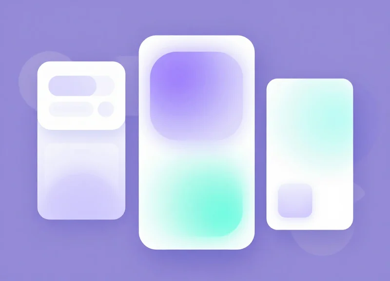 Modern abstract management dashboard interface with glassmorphism effects and soft color gradients.