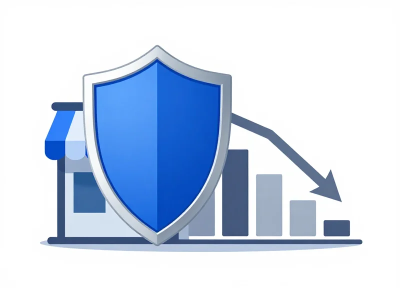 A flat vector illustration showing a downward trend in risk and an increase in security protection.