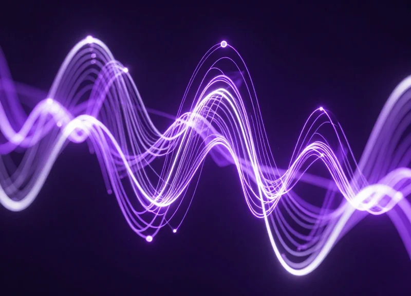 Abstract visualization of time-based patterns and theft cycles using glowing light trails.