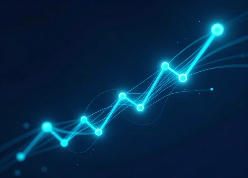 Abstract visualization of fast data transfer and signal synchronization between two points.